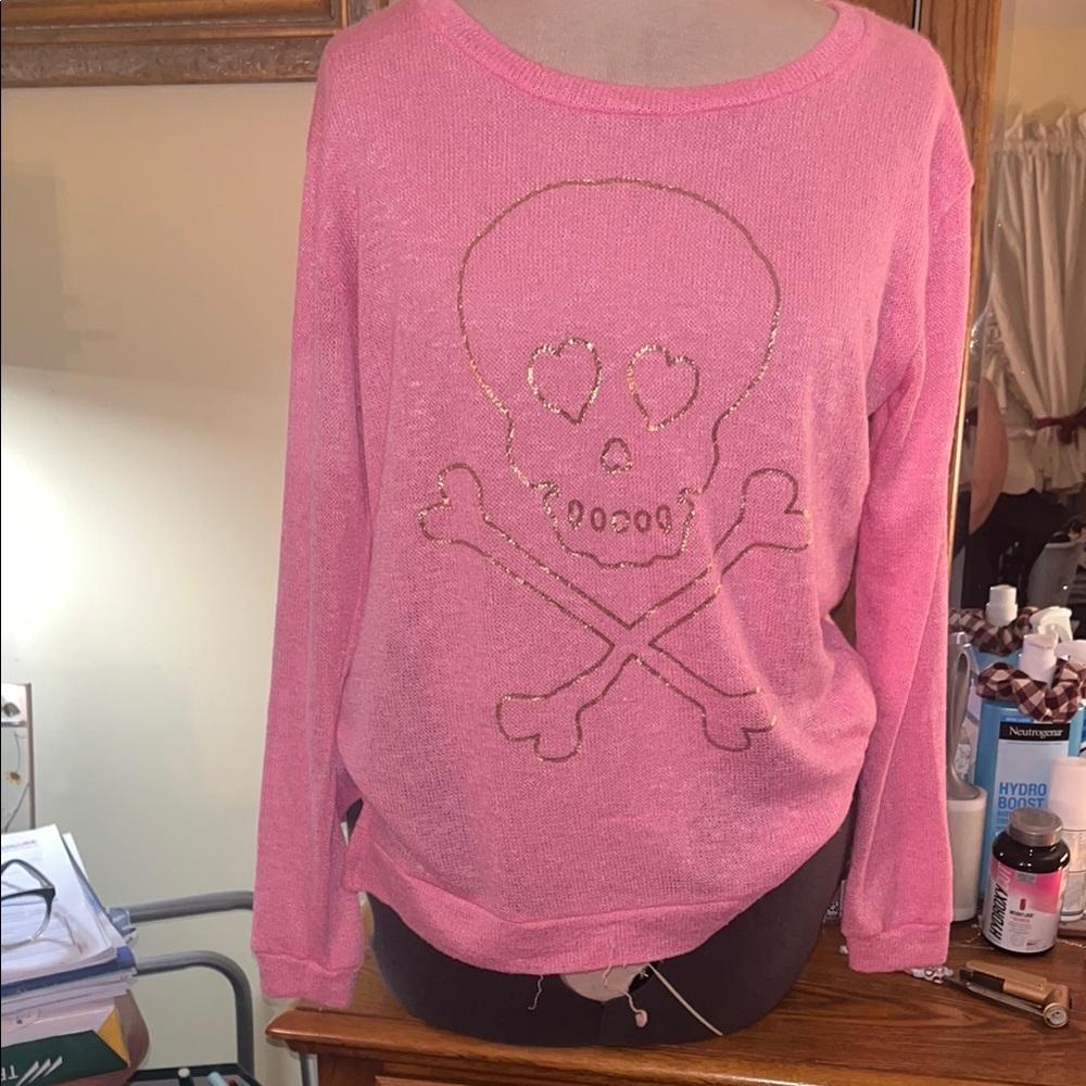 BRAND NEW Vintage Havana Pink Skull Sweater